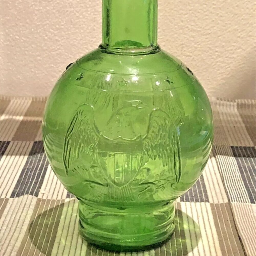 Vintage Green Wheaton Glass Fire Extinguisher Bottle Eagle Star Patriotic USA 6"